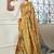 golden handloom silk blend with digital print with zari big border