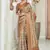 beige silk blend saree with digital print zari border