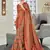 red silk blend saree with digital print zari border