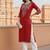 Red embroidered rayon kurta set