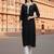 Black embroidered rayon kurta set