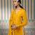 Mustard embroidered silk blend sharara set