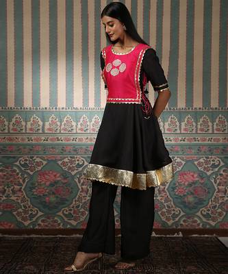 Black embroidered anarkali set with jacket 3