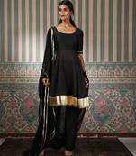 Black embroidered anarkali set