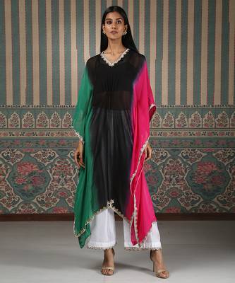 Multicolor embroidered organza kaftan set 2