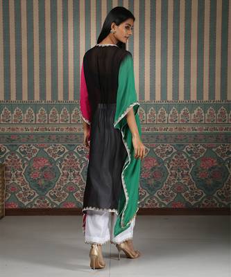 Multicolor embroidered organza kaftan set 5