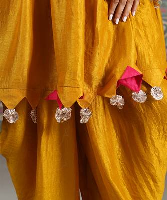 Mustard plain kurta set 4