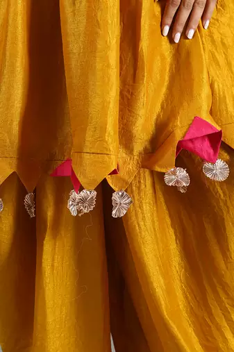 Mustard plain kurta set