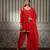 Red embroidered silk blend kurta set
