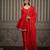 Red embroidered silk blend kurta set