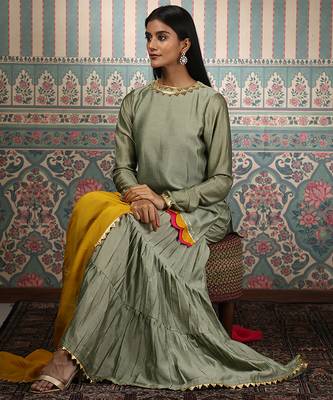 Green plain gharara set 2