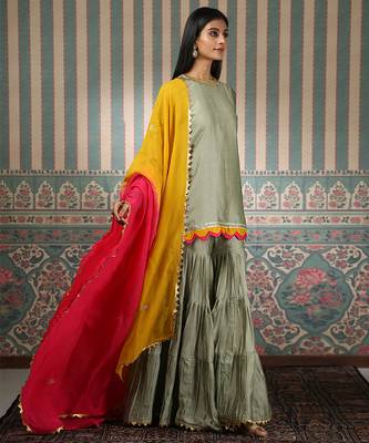 Green plain gharara set 5