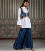 White plain silk blend gharara set