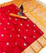 red banarasi SIlk Blnd saree with zari weaving work