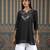 Black embroidered silk blend kurta set