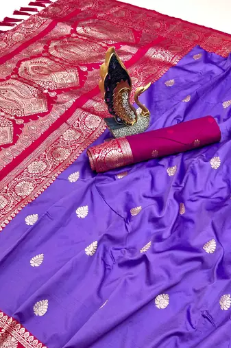 lavender banarasi silk saree with zari weaving work
