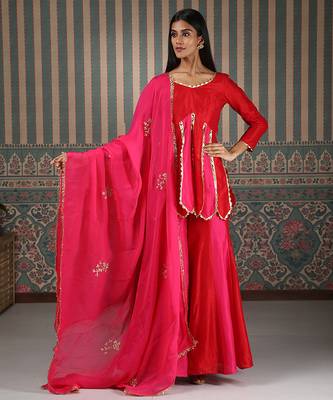 Red embroidered sharara set 2