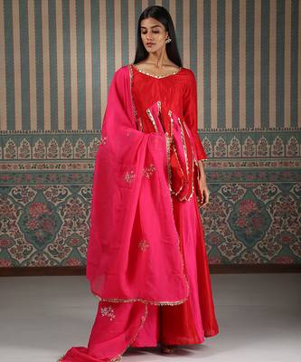 Red embroidered sharara set 3