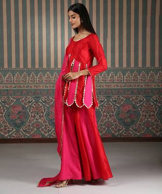 Red embroidered sharara set 5