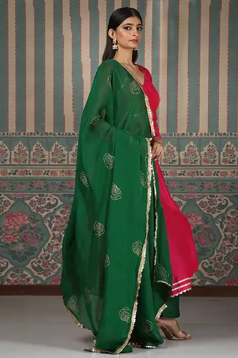 Pink embroidered anarkali set