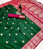 dark green banarasi SIlk Blnd saree with zari weaving work