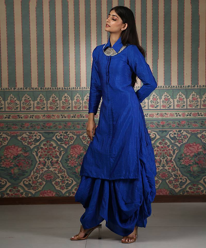 Blue embroidered kurta set