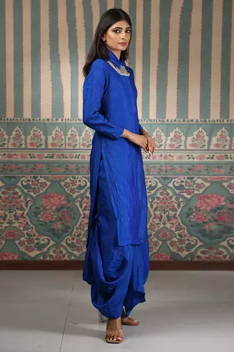 Blue embroidered kurta set