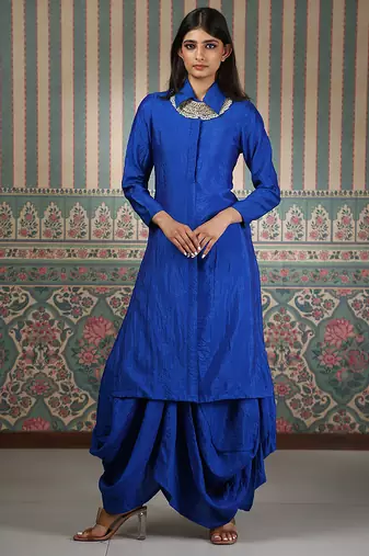Blue embroidered kurta set