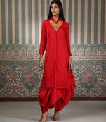 Red embroidered Kurta set