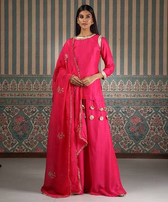 Pink embroidered sharara set 1