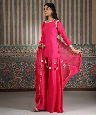 Pink embroidered sharara set 4