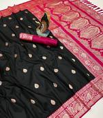 black banarasi SIlk Blnd saree with zari weaving work