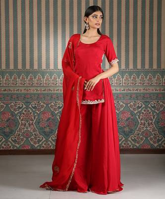 Red embroidered sharara set 2