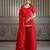 Red embroidered silk blend sharara set