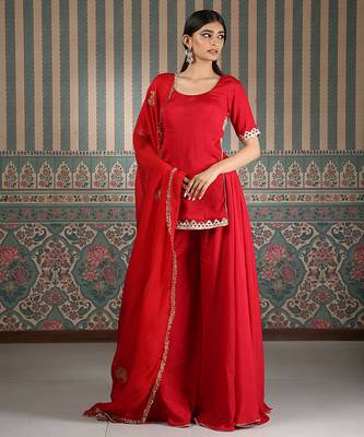 Red embroidered sharara set 3