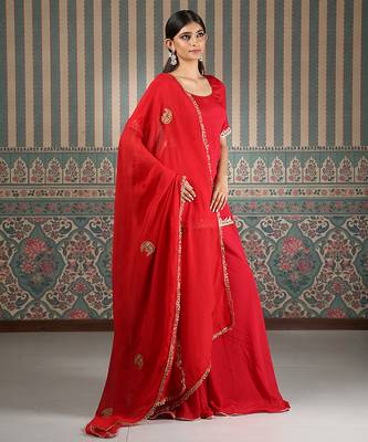 Red embroidered sharara set 4