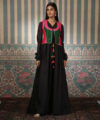 Black gown with multicolour jacket 1