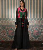 Black gown with multicolour jacket