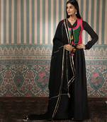 Black gown with multicolour jacket and dupatta