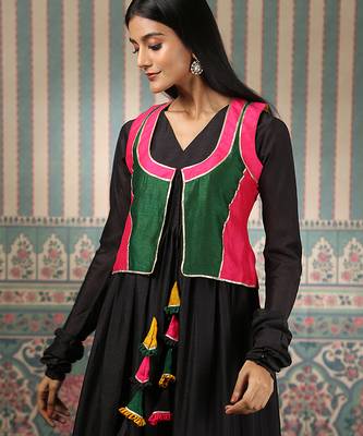Black gown with multicolour jacket and dupatta 2
