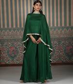 Green plain silk blend co ord set