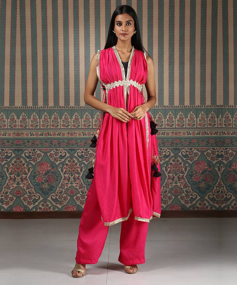 Pink embroidered kurta set
