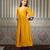 Mustard embroidered silk blend kurta set