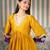 Mustard embroidered silk blend kurta set