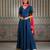 Blue plain silk blend anarkali set