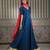 Blue plain silk blend anarkali set