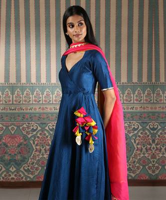 Blue plain anarkali set 5