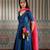 Blue plain silk blend anarkali set
