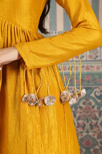 Mustard plain kurta set