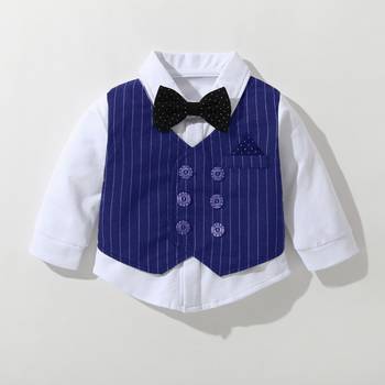 Baby boys party wear 3-piece suit set (shirt, waistcoat & pant with bow tie) 3